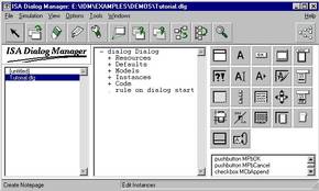 Hauptfenster des ersten grafischen Editors des ISA Dialog Managers unter Microsoft Windows
