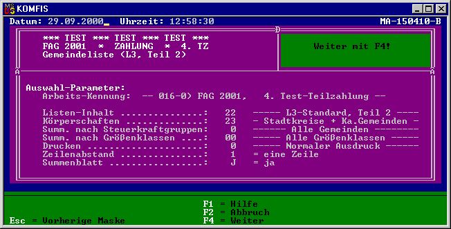 Alter Dialog zur Konfiguration von Listen Alter Dialog zur Konfiguration von Listen
