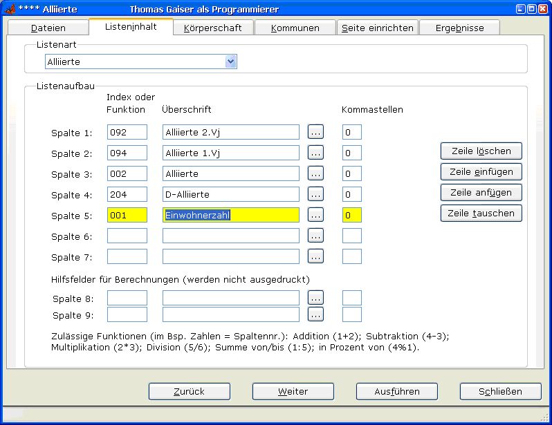 Neuer Dialog zu Konfiguration von Listen Neuer Dialog zu Konfiguration von Listen