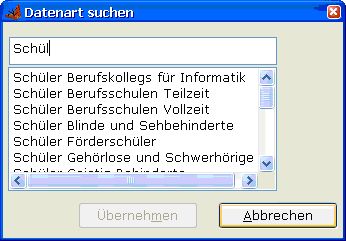 Dialog zur Datenauswahl Dialog zur Datenauswahl